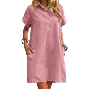 Pink linen blend dress